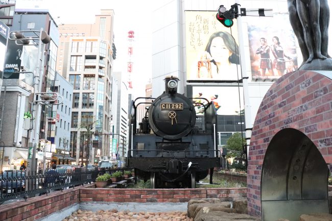 Steam locomotive front Shinbashi in Tokyo