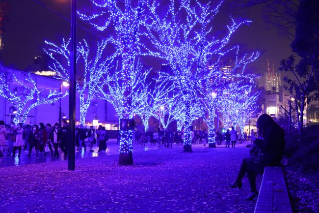 Tokyo Blue Grotto Christmas lights in Shibuya Japan landscape